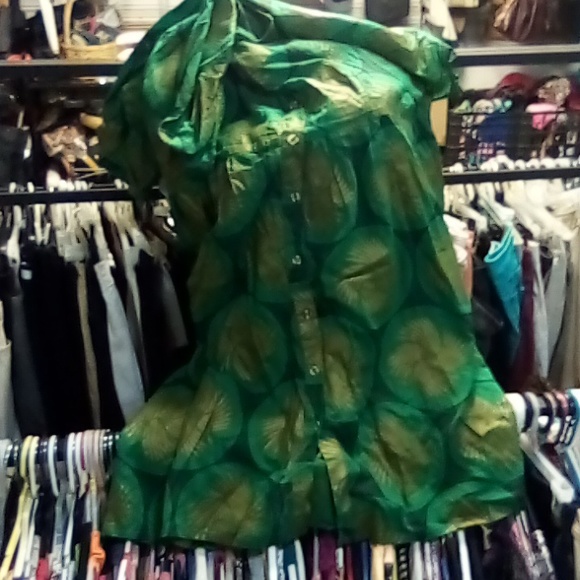 Vintage African dress and matching headband Afro Max brand size 3X Rare green - Picture 4 of 8